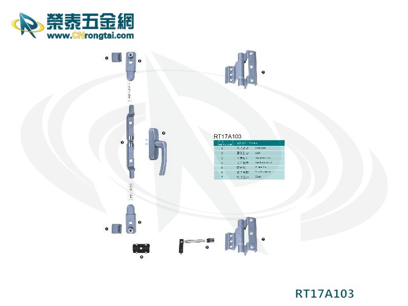 欧标内平开窗两点锁